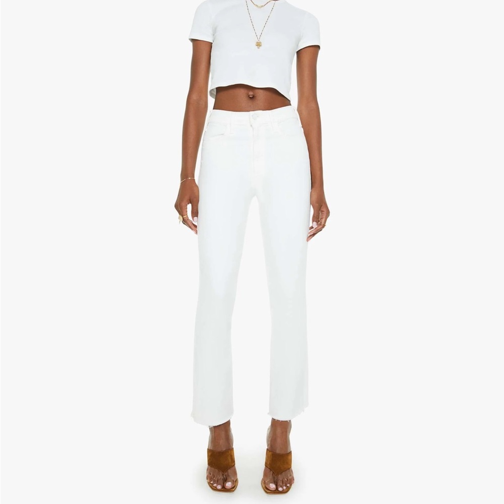 MOTHER White High-Rise Straight Leg Jeans